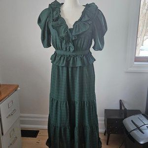 Moon River green ruffled maxi dress